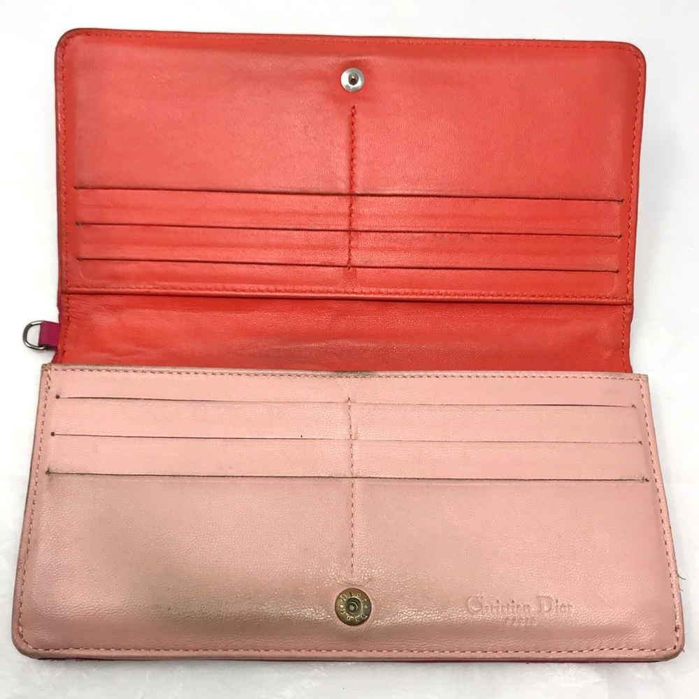 Dior Lady Dior Lambskin Leather Bifold Long Wallet w/ Charm - Picture 6 of 8